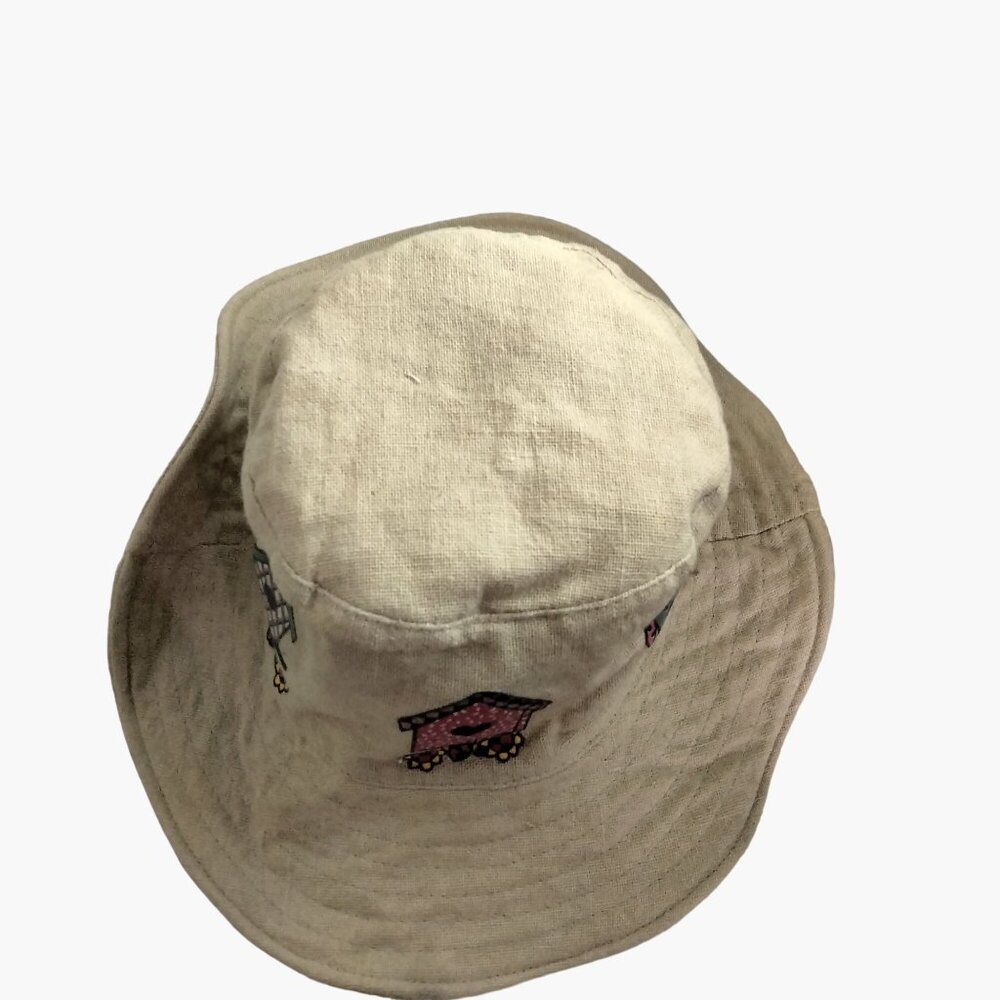 Bucket Hat Cap Birdhouse Garden Khaki Linen Floppy Brim Womens - Picture 7 of 10